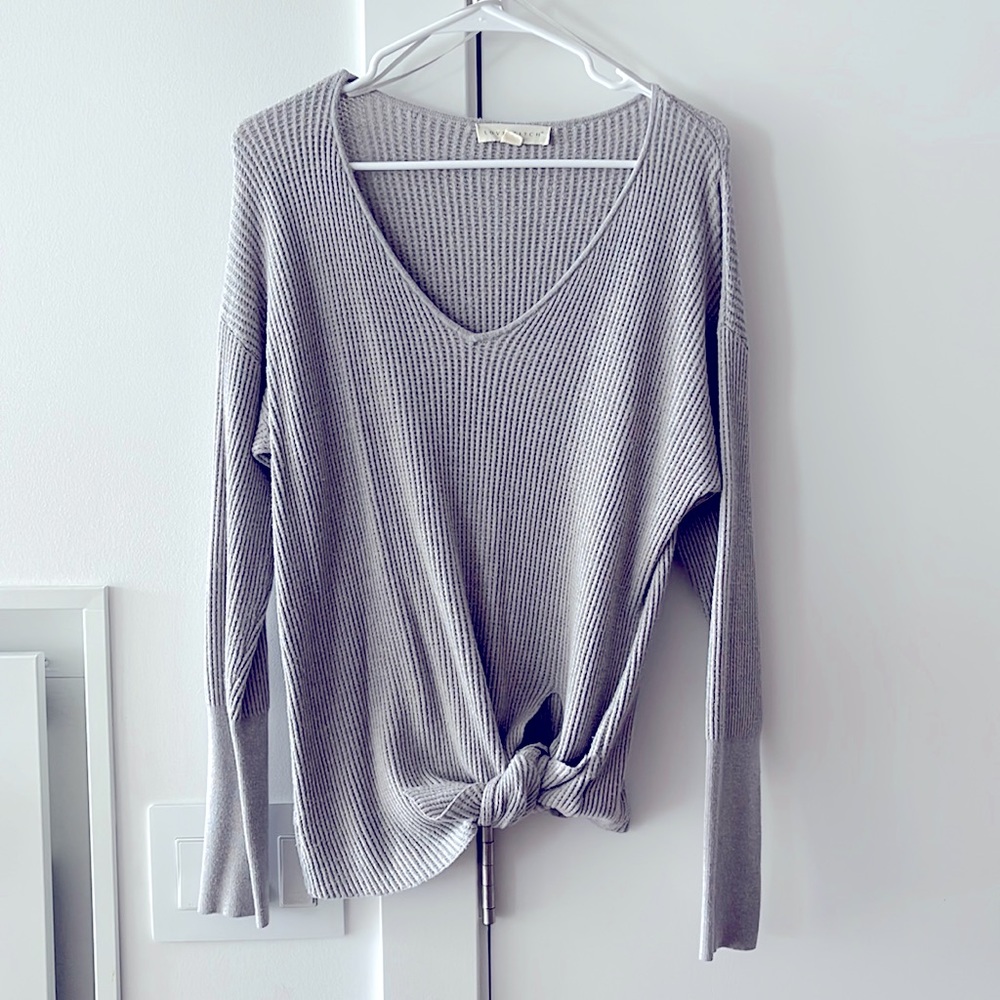 Woman’s Grey Waffle Knit Long Sleeve Top